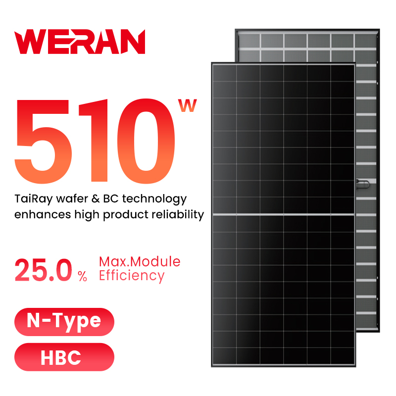 WERAN 495-510W residentieel achtercontactzonnepaneel - OEM dubbelglas PV-dakmodule voor distributeurs en installateurs